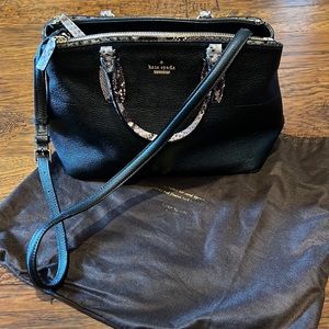 NWOT Kate Spade black leather purse with snake skin trim.